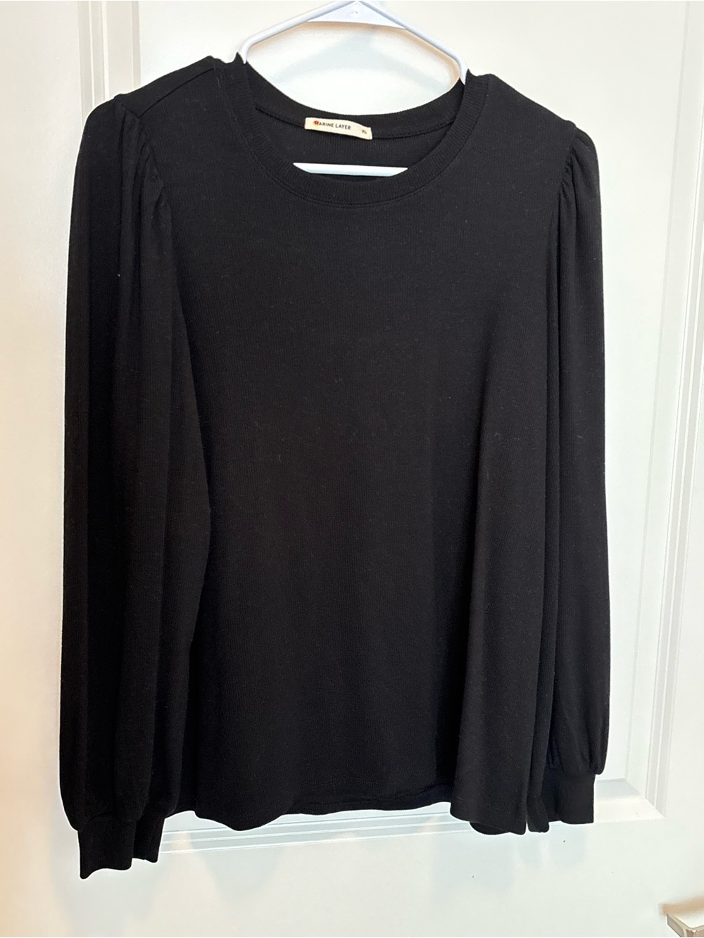 Marine Layer Black Puff-Sleeve Knit Top